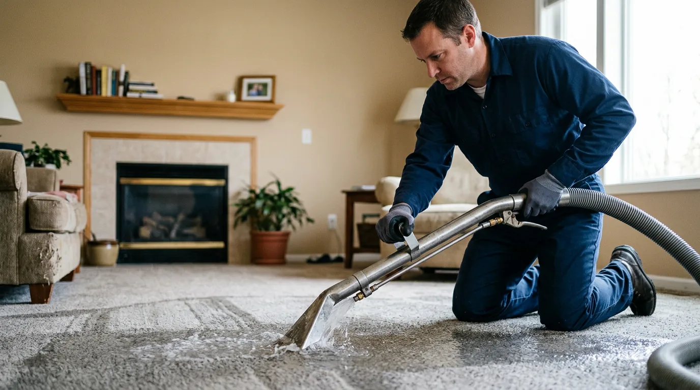 Water damage restoration technician working near Keezletown, VA